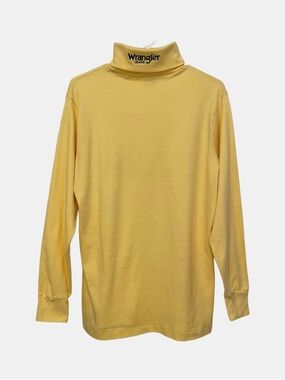 VTG Vantage Wrangler Jeans Yellow Turtleneck Long Sleeve T-shirt Adult XL USA